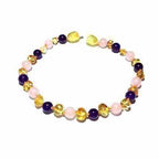 Childs Tara Honey Baltic Amber Amethyst Rose Quartz Gemstone Bead Necklace