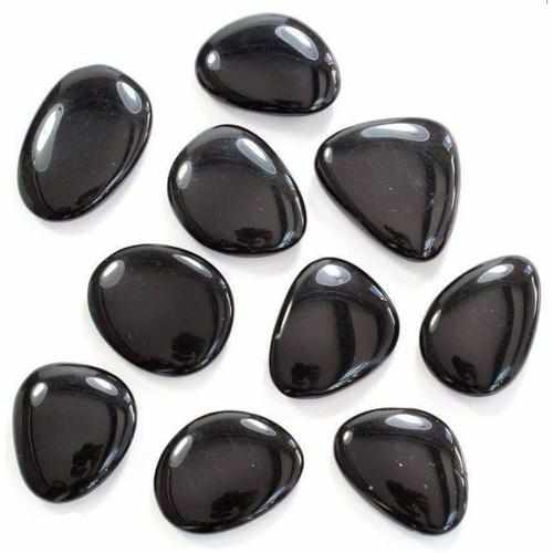 Flat Smooth Black Obsidian 1 Tumblestone Piece 1 - 2 inch Stones 35-45mm