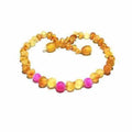 Girls Nurture Raw Unpolished Honey Pink Agate Baltic Amber Bead Necklace 40cm (XXL)
