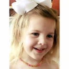 Girls Nurture Raw Unpolished Honey Pink Agate Baltic Amber Bead Necklace