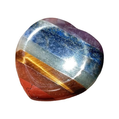 7 Chakra Heart Shape Stone Thumb Worry Stone. Anxiety Healing Crystals Gemstones
