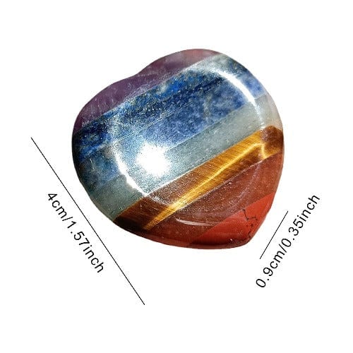 7 Chakra Heart Shape Stone Thumb Worry Stone. Anxiety Healing Crystals Gemstones