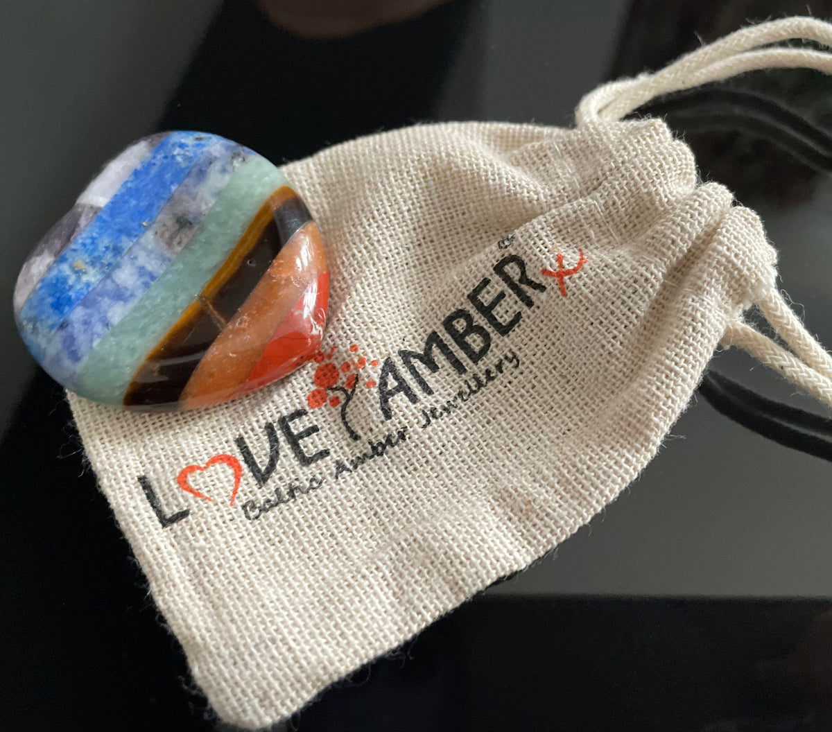 7 Chakra Heart Shape Stone Thumb Worry Stone. Anxiety Healing Crystals Gemstones