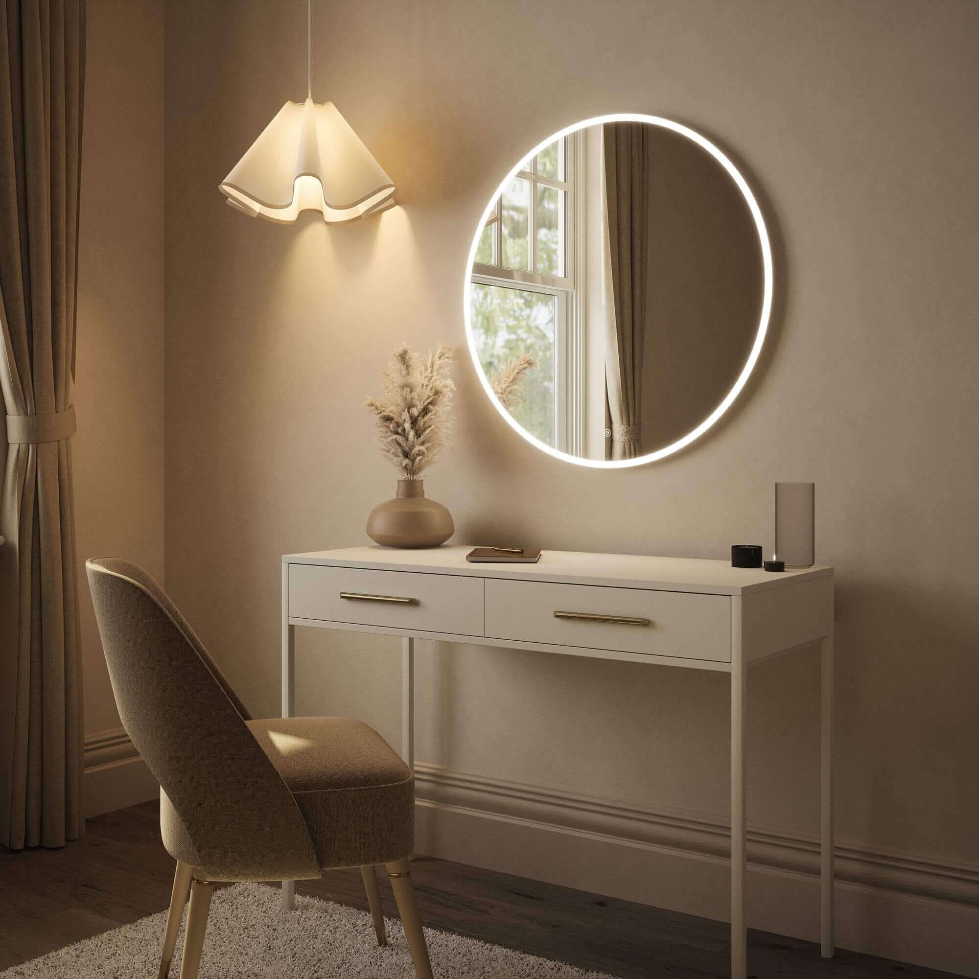 Round Wall Mounted LED Mirror 80cm