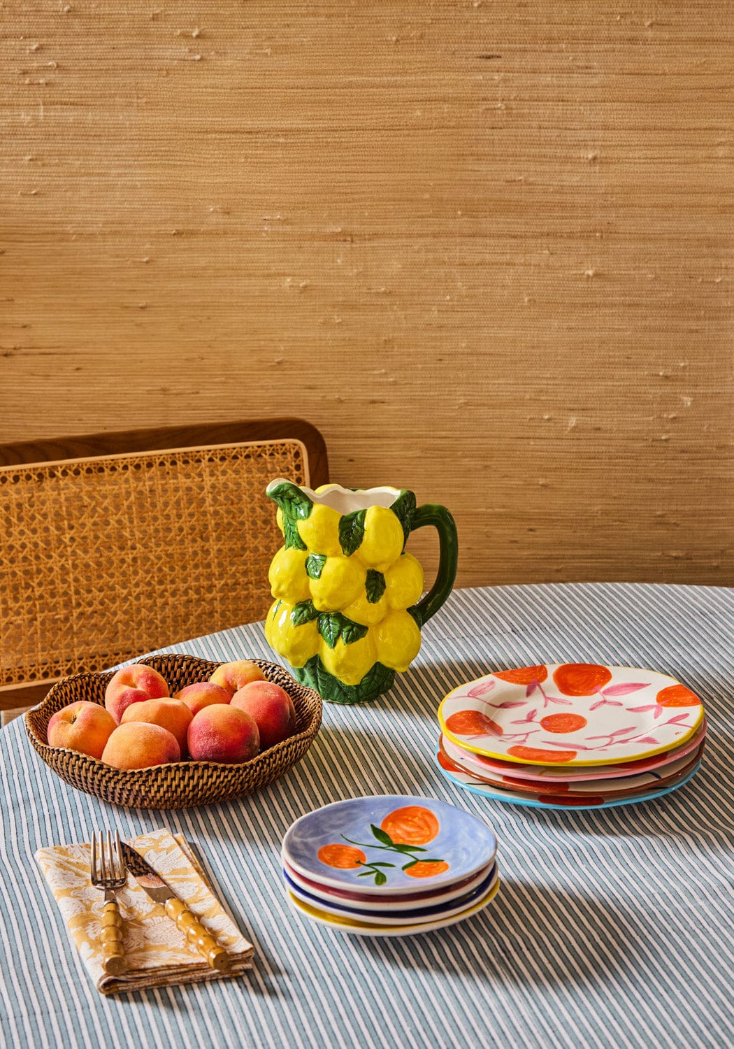 Lunch Plates Twig Oranges - Set of 4