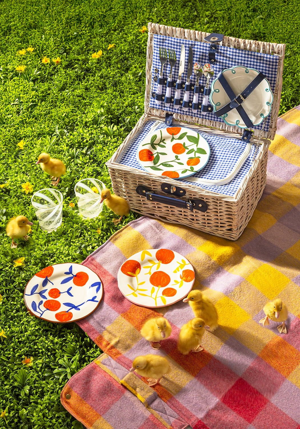 Lunch Plates Twig Oranges - Set of 4