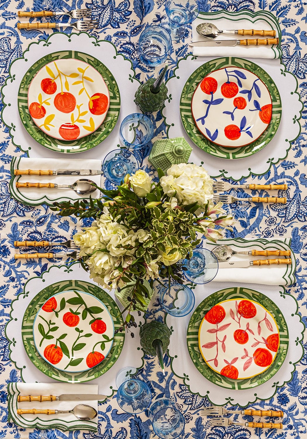 Lunch Plates Twig Oranges - Set of 4