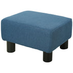 Linen Fabric Footstool Ottoman Cube with 4 Plastic Legs, Blue Blue