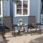 3 Pieces Folding Garden Bistro Set with Cup Holders, Black