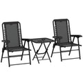 3 Pieces Folding Garden Bistro Set with Cup Holders, Black