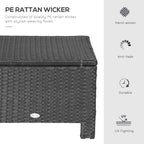 Rattan Footstool Wicker Ottoman with Padded Seat Cushion Outdoor Patio Furniture for Garden Poolside Living Room, 50 x 50 x 35 cm, Black