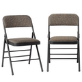 Set of 2 Padded Folding Conference Chairs with Frosted Iron Frame