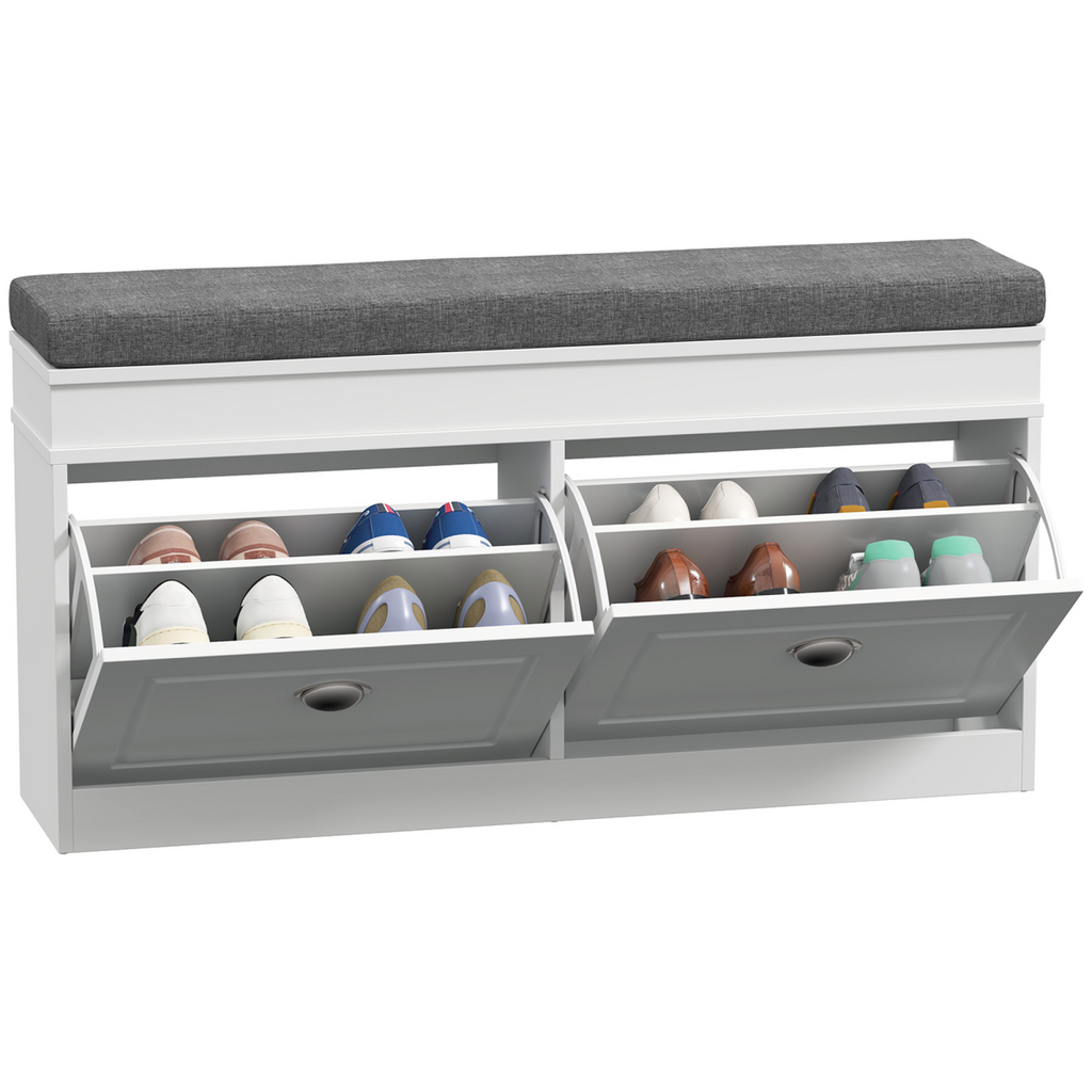 Shoe Storage Bench with Seat Cushion Cabinet Organizer with 2 Drawers
