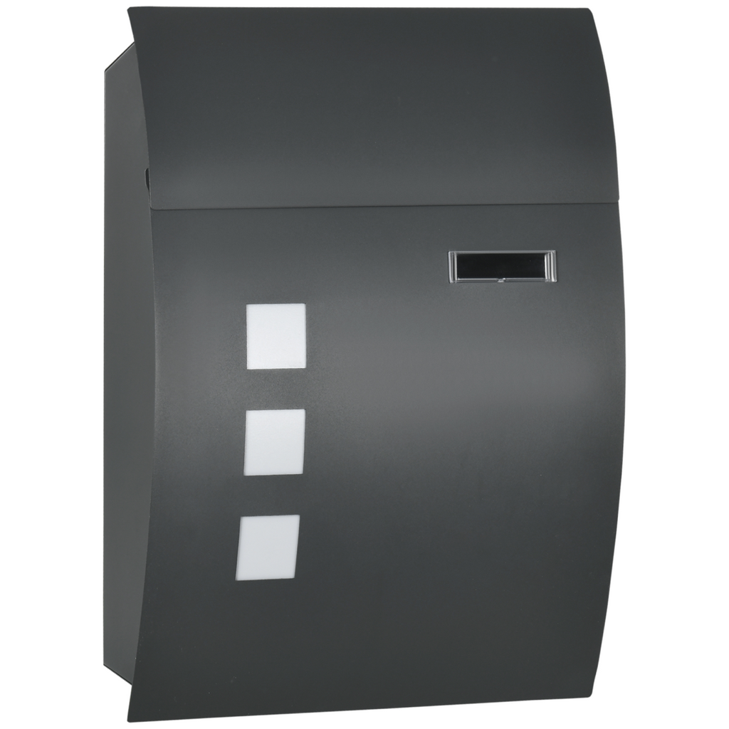 Weatherproof Wall Mounted Letter Box Post Box with Keys Anthracite Grey