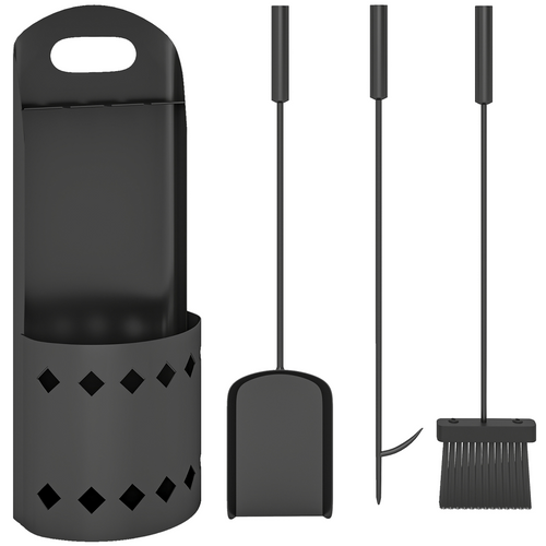 4 PCS Fireplace Companion Set, Metal Fireside Companion Set, Black