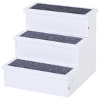 3 Step Wooden Dog Steps Pet Stairs for Dogs, Cat Ladder for Bed Couch with Storage White