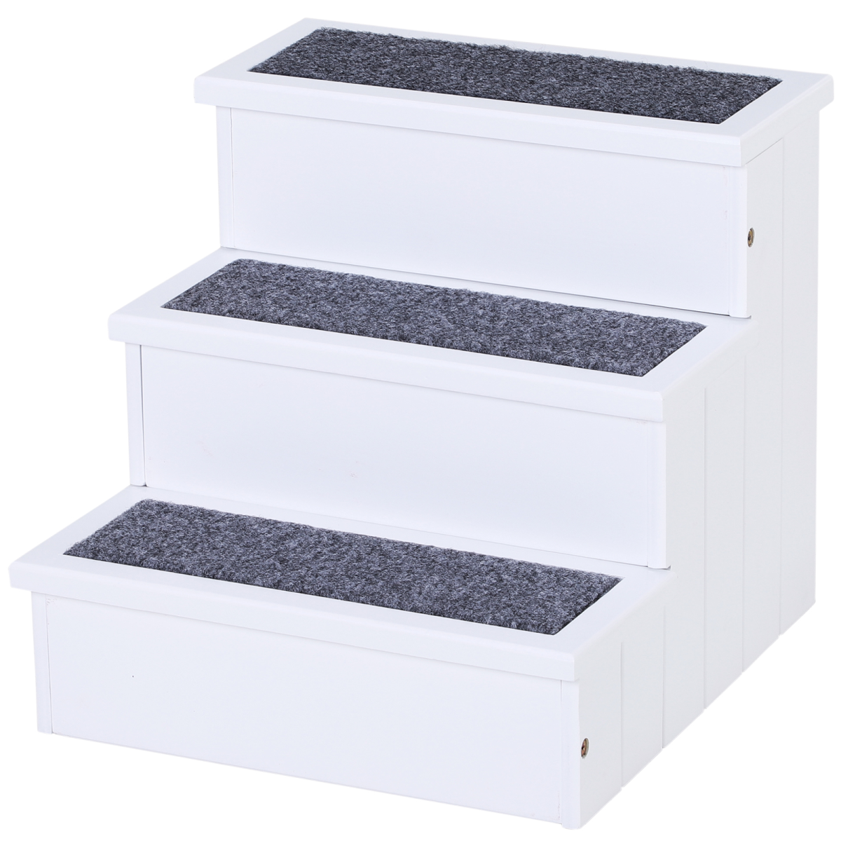 3 Step Wooden Dog Steps Pet Stairs for Dogs, Cat Ladder for Bed Couch with Storage White