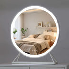 Round Vanity Face LED Mirror White 60x67cm