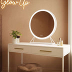 Round Vanity Face LED Mirror White 60x67cm