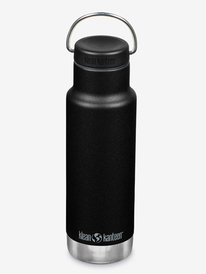 Klean Kanteen Vacuum Insulated 12oz (355ml) Classic Bottle With Loop Cap Black
