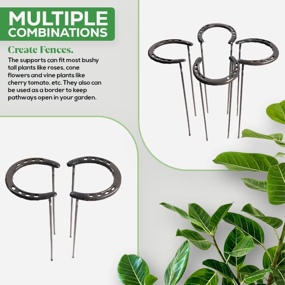 2pc 99cm Horseshoe Metal Plant Support Stakes for Garden Plants