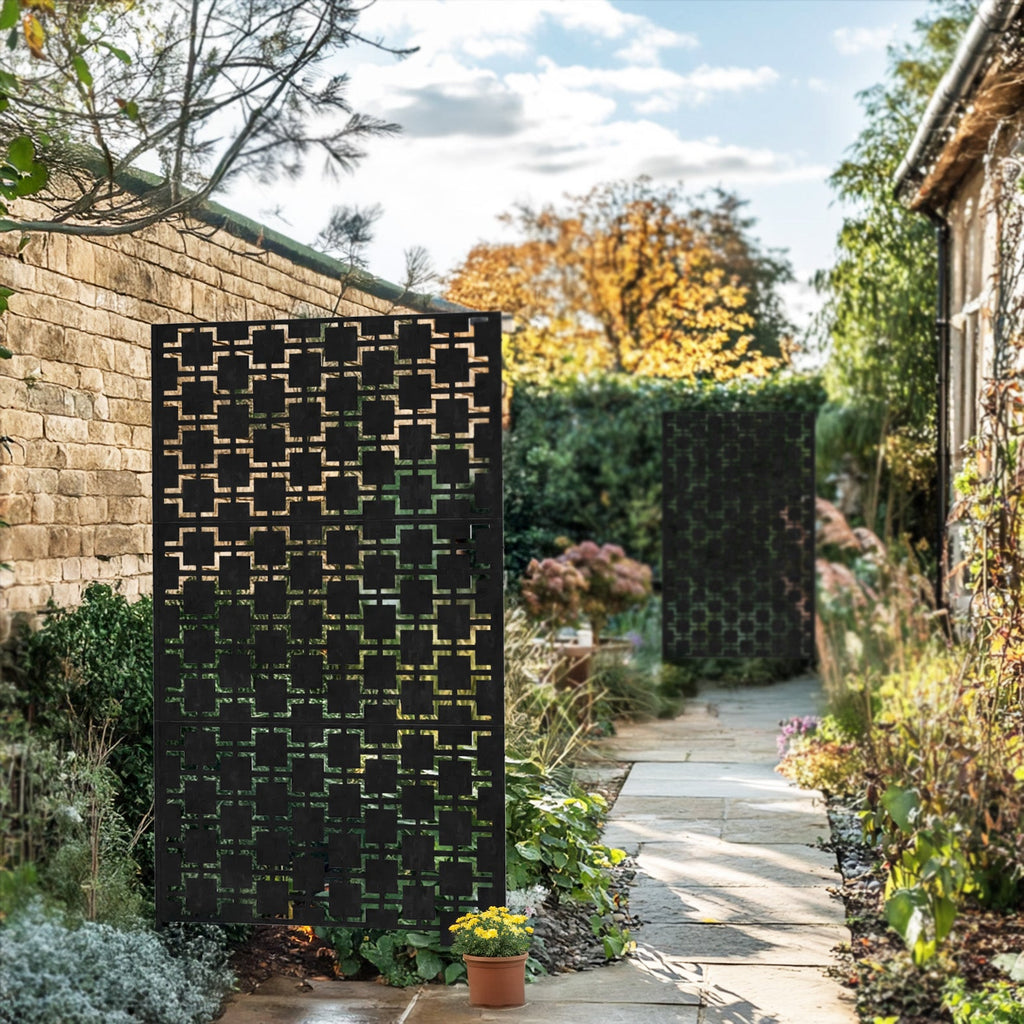 Metal Indoor/Outdoor Privacy Screen with Stand 120cm x 180cm - Squares