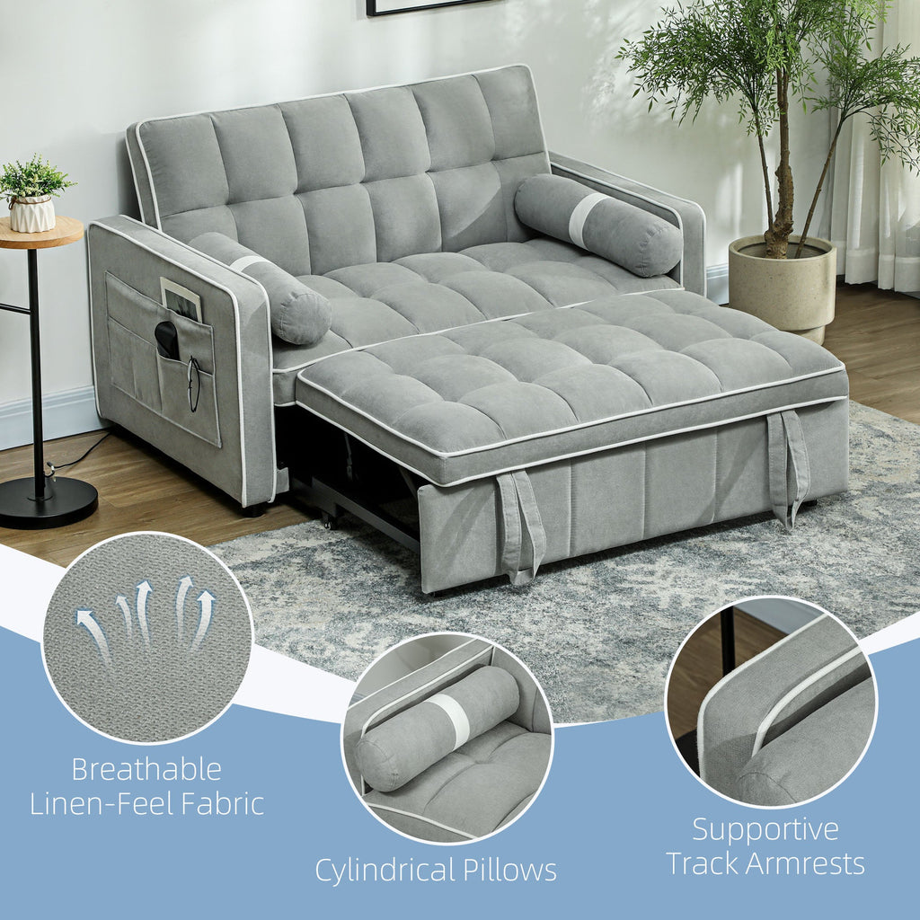 2 Seater Pull Out Sofa Bed with Adjustable Backrest