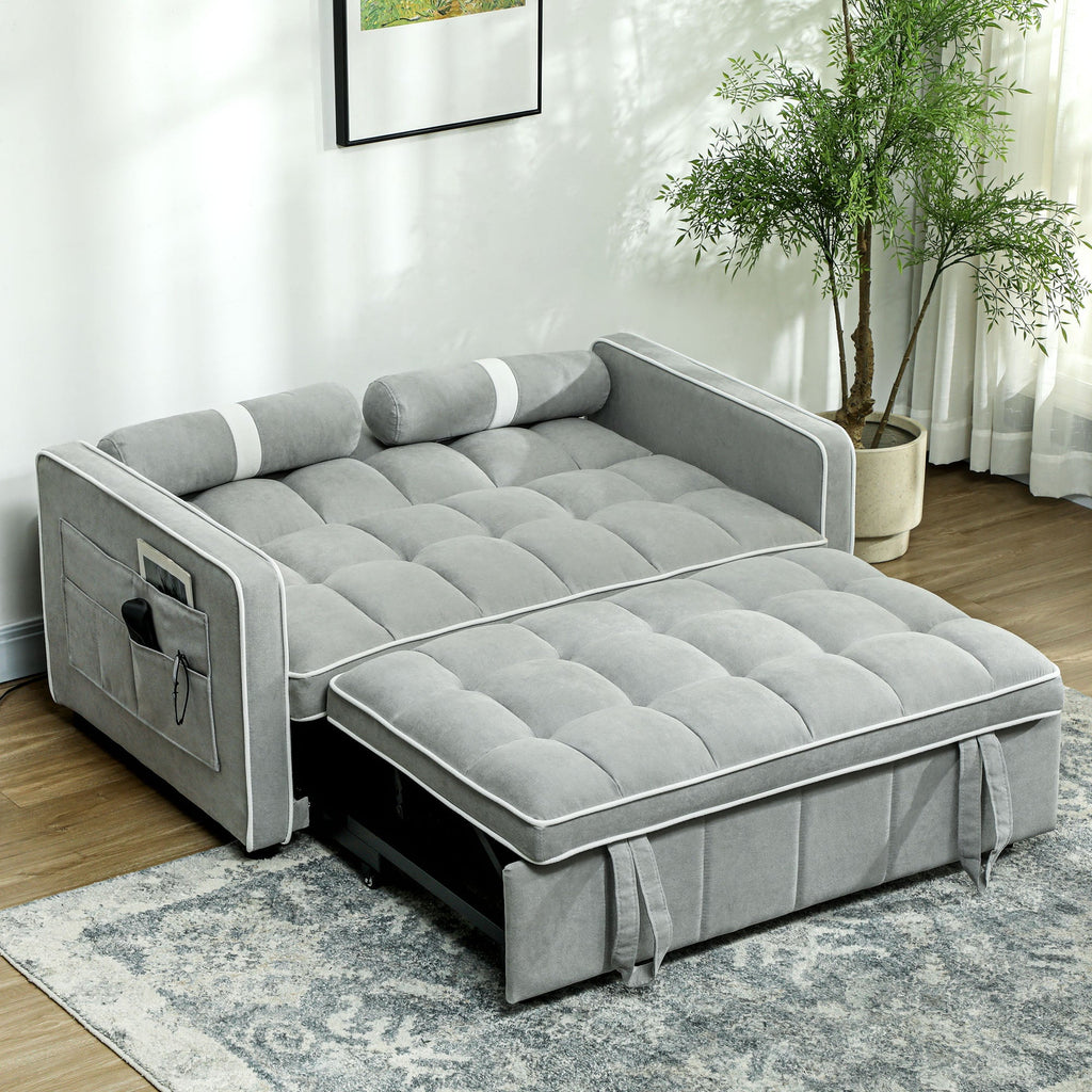 2 Seater Pull Out Sofa Bed with Adjustable Backrest