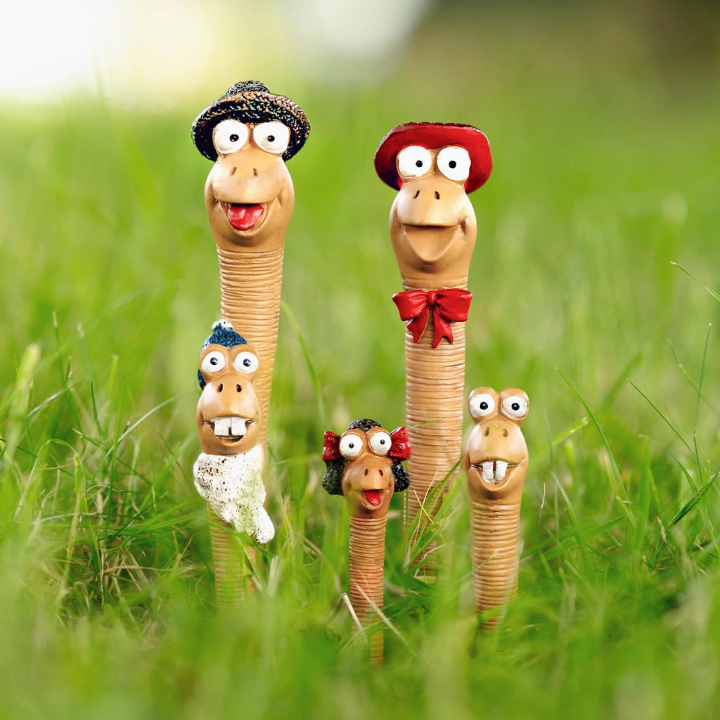 5 Piece Mini Garden Worm Ornaments Resin Plant Pot Figurines