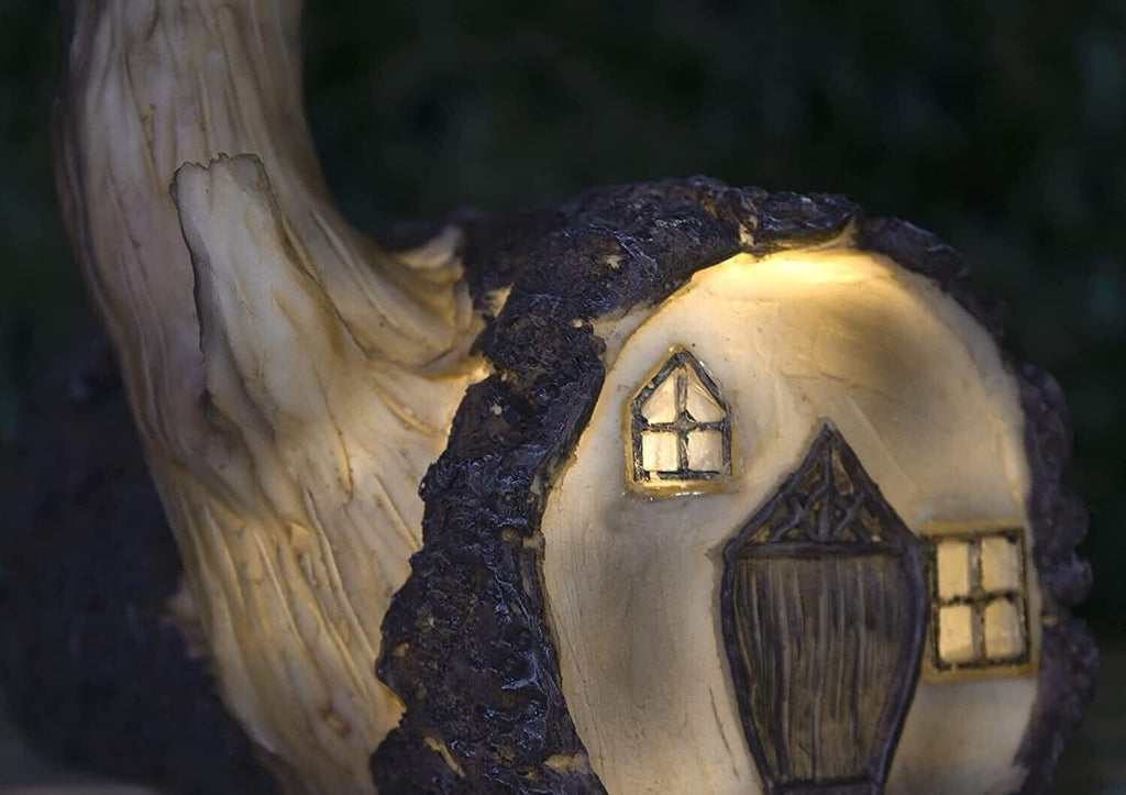 Solar Fairy House Garden Ornament Wooden Log Effect LED Light