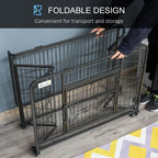 69.5x94cm Metal Dog Cage Kennel w/ Locking Door & Wheels Medium Pets
