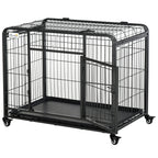 69.5x94cm Metal Dog Cage Kennel w/ Locking Door & Wheels Medium Pets