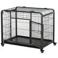69.5x94cm Metal Dog Cage Kennel w/ Locking Door & Wheels Medium Pets