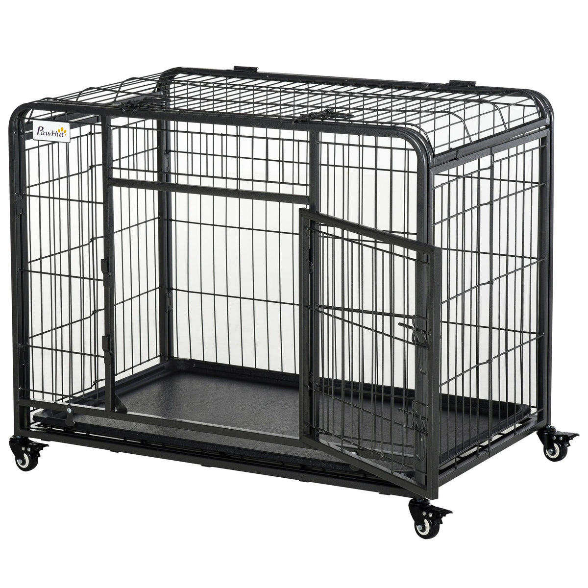69.5x94cm Metal Dog Cage Kennel w/ Locking Door & Wheels Medium Pets