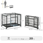 69.5x94cm Metal Dog Cage Kennel w/ Locking Door & Wheels Medium Pets