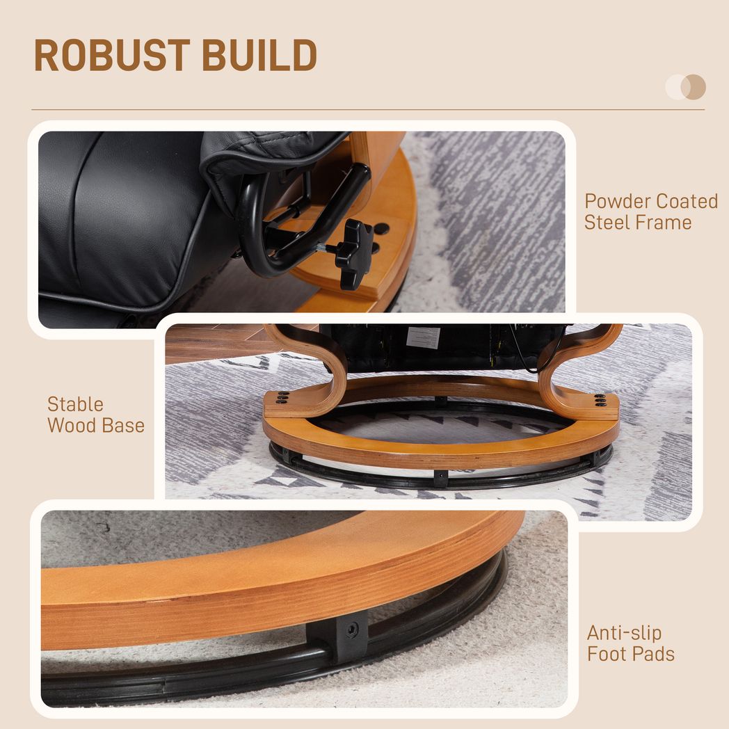 PU Leather Reclining Armchair with Footrest for Living Room