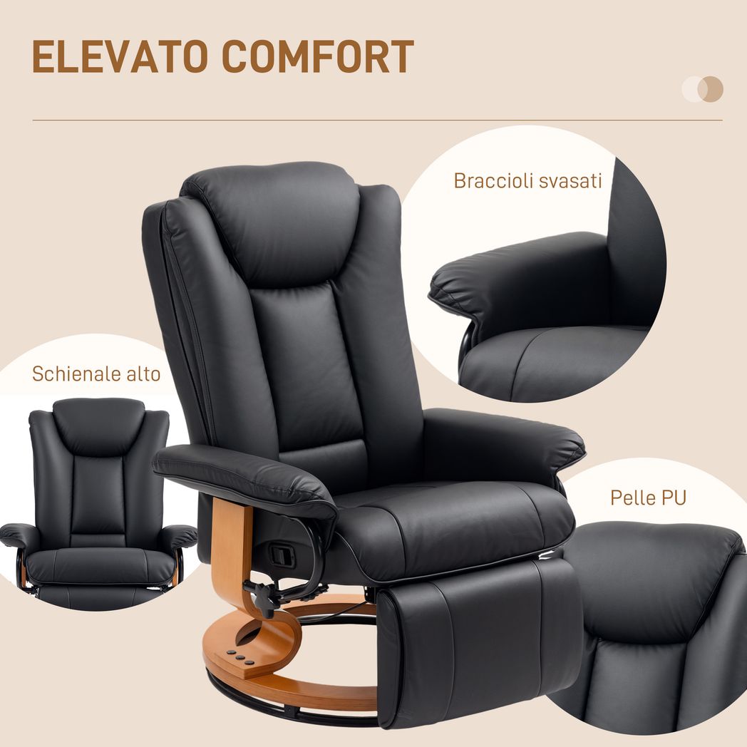 PU Leather Reclining Armchair with Footrest for Living Room