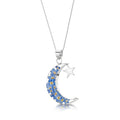 Forget-Me-Not Moon & Star Pendant Necklace Sterling Silver
