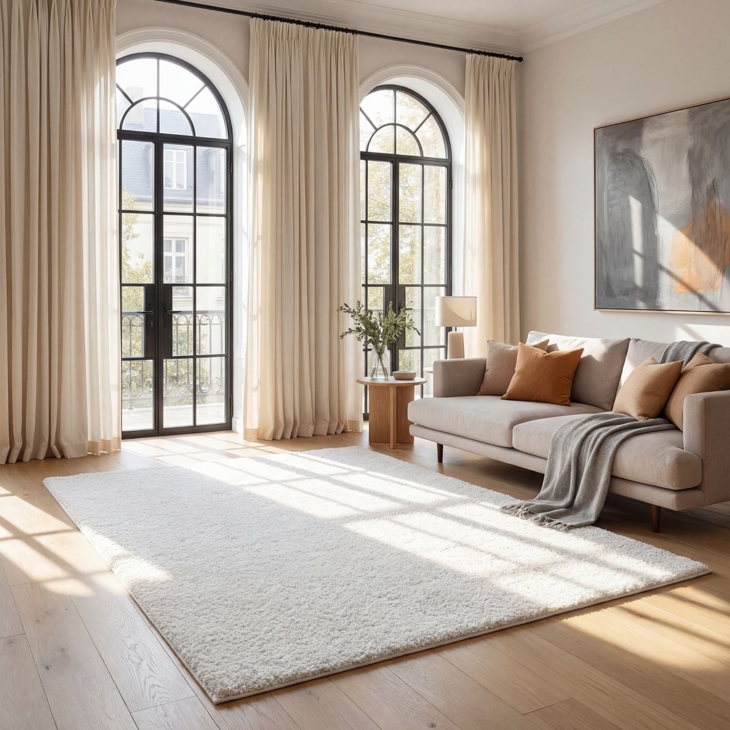 Solid White Shaggy Rug