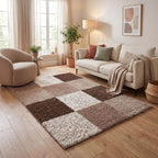 Geometric Brown Shaggy Rug