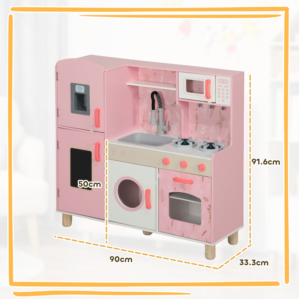 Play Kitchen Kids Kitchen Set with Lights and Sounds - Pink