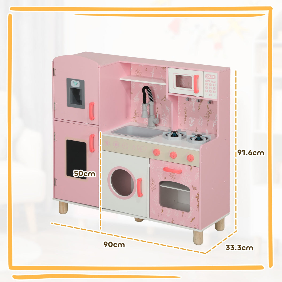 Play Kitchen Kids Kitchen Set with Lights and Sounds - Pink