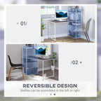 Computer Desk with Storage Shelves on Left or Right, Industrial Reversible Writing Desk for Home Office, Study, Easy Assembly, 120 x 64 x 121cm, Black and White