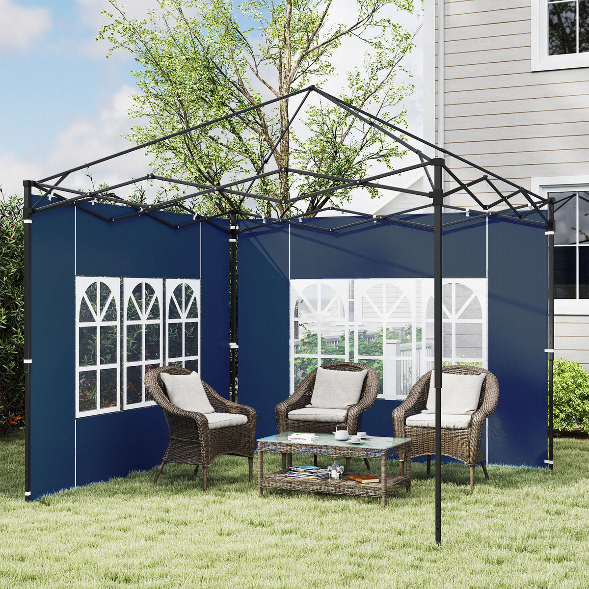 Gazebo Side Panels for 3x3(m) or 3x6m Gazebo Canopy, 2 Pack, Blue