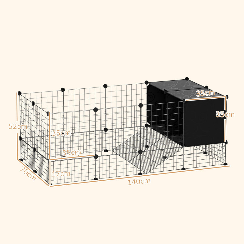 DIY Small Animal Cage w/ Elevated Huts for Guinea, Rabbits