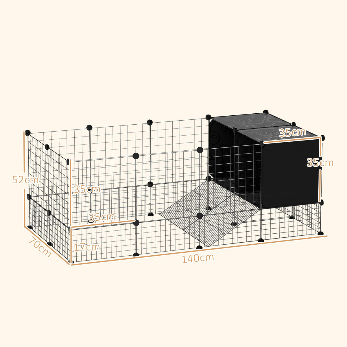 DIY Small Animal Cage w/ Elevated Huts for Guinea, Rabbits