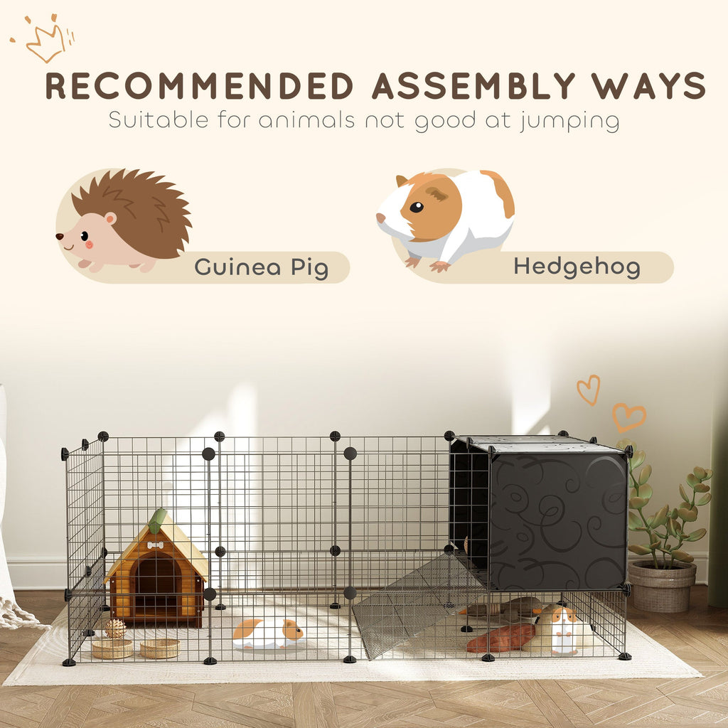 DIY Small Animal Cage w/ Elevated Huts for Guinea, Rabbits