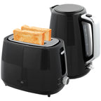 1.7L Fast Boil Electric Kettle and 2 Slice Water Toaster Set Black