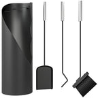 4 Piece Fireplace Tools Set, Metal Fireplace Accessories with Broom, Shovel, Poker, Bucket, Silver