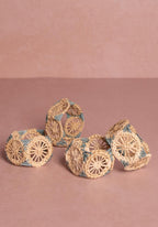 Atlántico Iraca Woven Napkin Ring -Blue set of 4